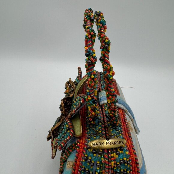 Mary Frances floral motif beaded bag teal orange green *read* - Picture 6 of 16